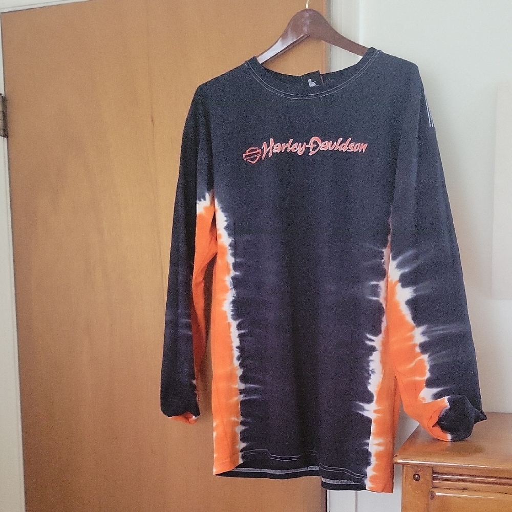 Harley Davidson Black and Orange Graphic Tee
